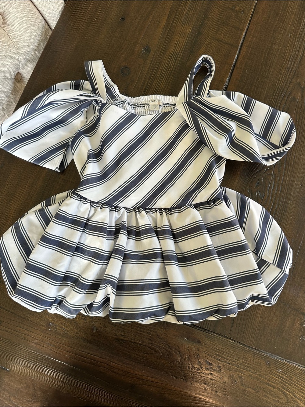 Habitual White and Navy Striped Peplum Top